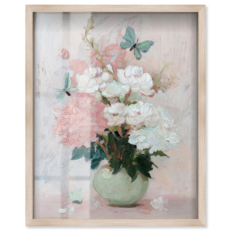 Décoration murale hydrangée «Hydrangea Blossoms II» par Art Remedy, cadre blond, 20 x 24, H 25 po x l 21 po, Cadre blond