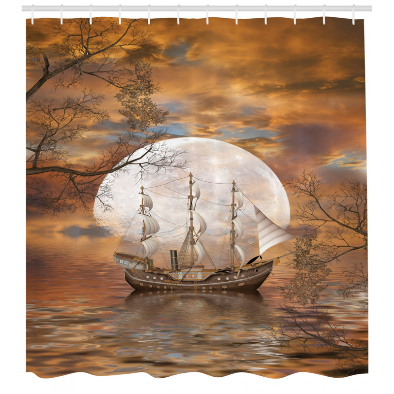 Shower Curtain with Hooks Included, 75" H x 69" W