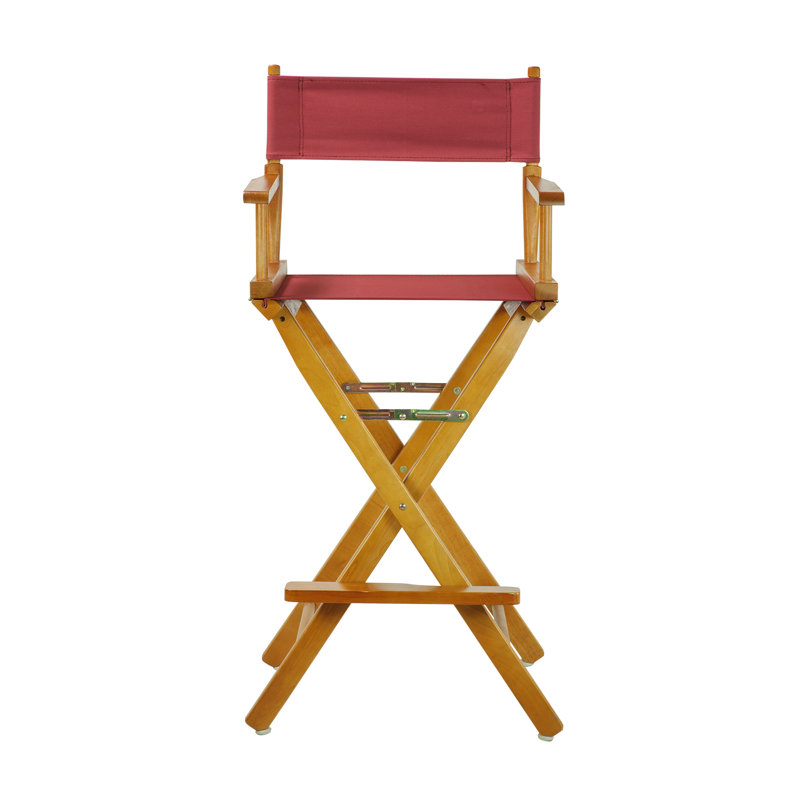 30" Folding Director Chair with Canvas, Burgundy, Honey Oak