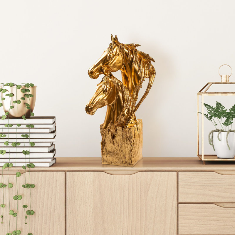 Hand-Painted Decorative Object, Gold Finish, 11.8 x 24.0 x 11.8 Inches | 100% Polyester Material | Unique Art Piece with Vivid Color Variation | Perfect for Home Décor & Stylish Accents in Any Room