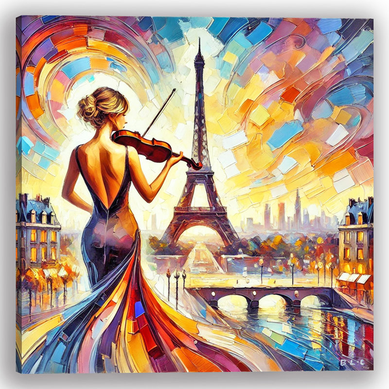 «Melodic Sunset in Paris», art mural sur toile tendue, H 12 po x l 12 po x P 1 po