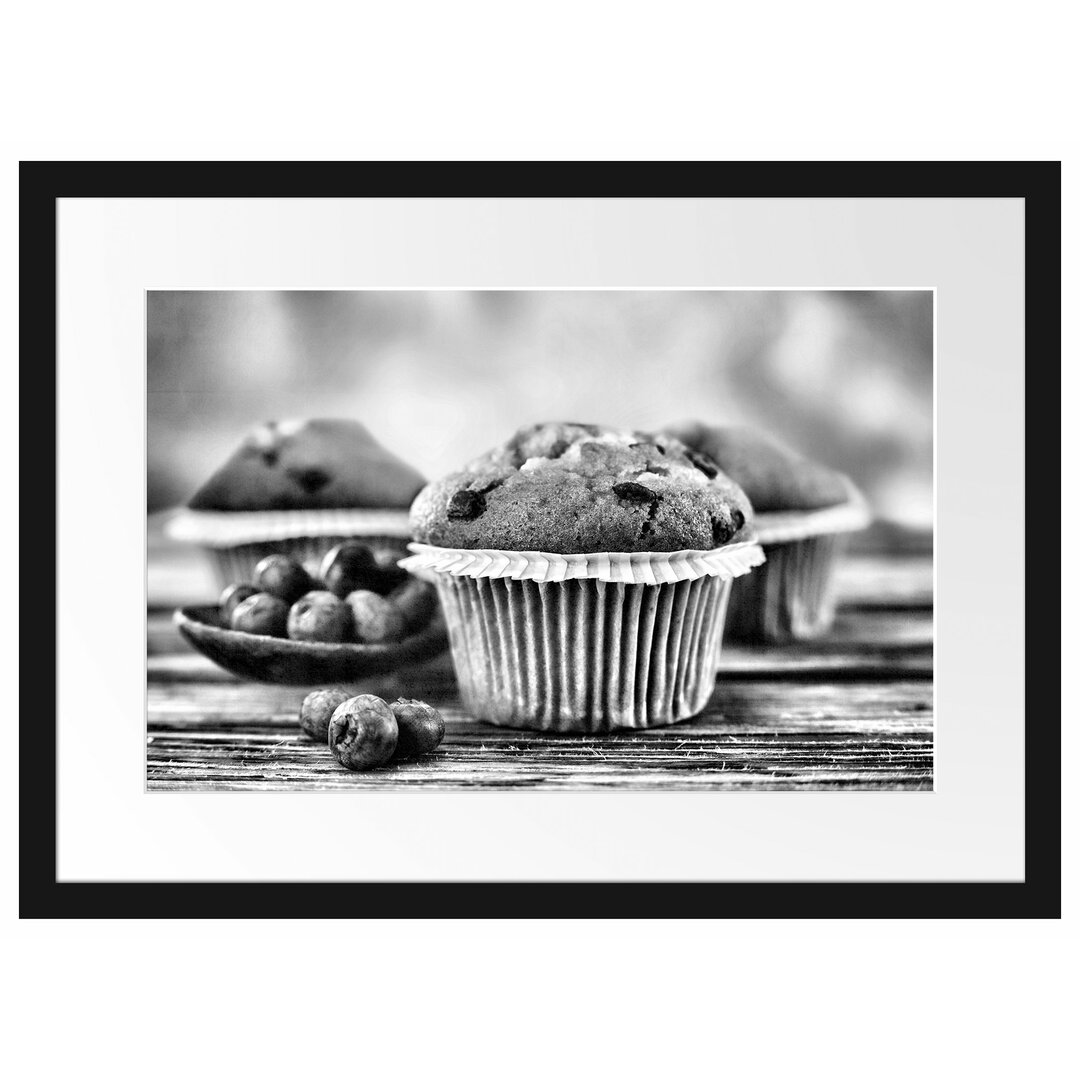 Gerahmtes Poster Muffins Blaubeeren