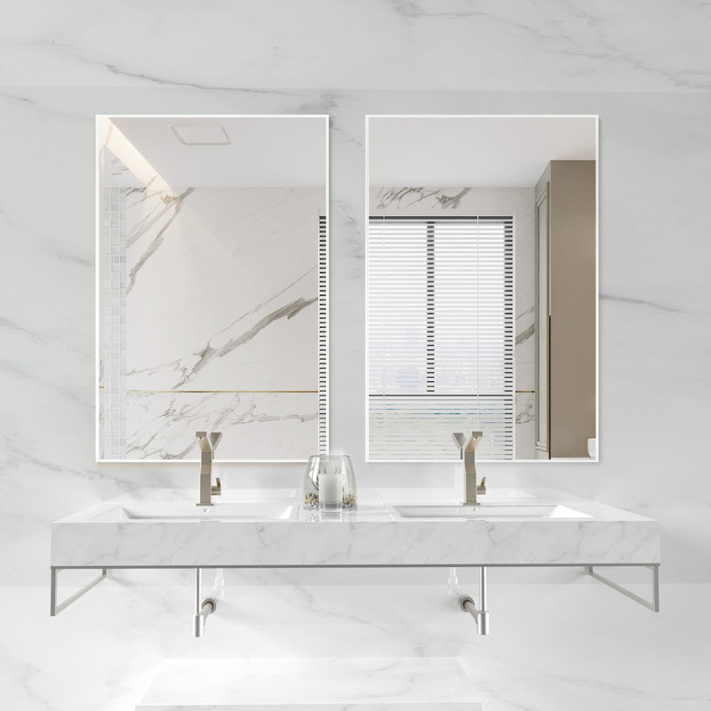 Miroir de salle de bain mural Lucson, Blanc, 38 po x 26 po