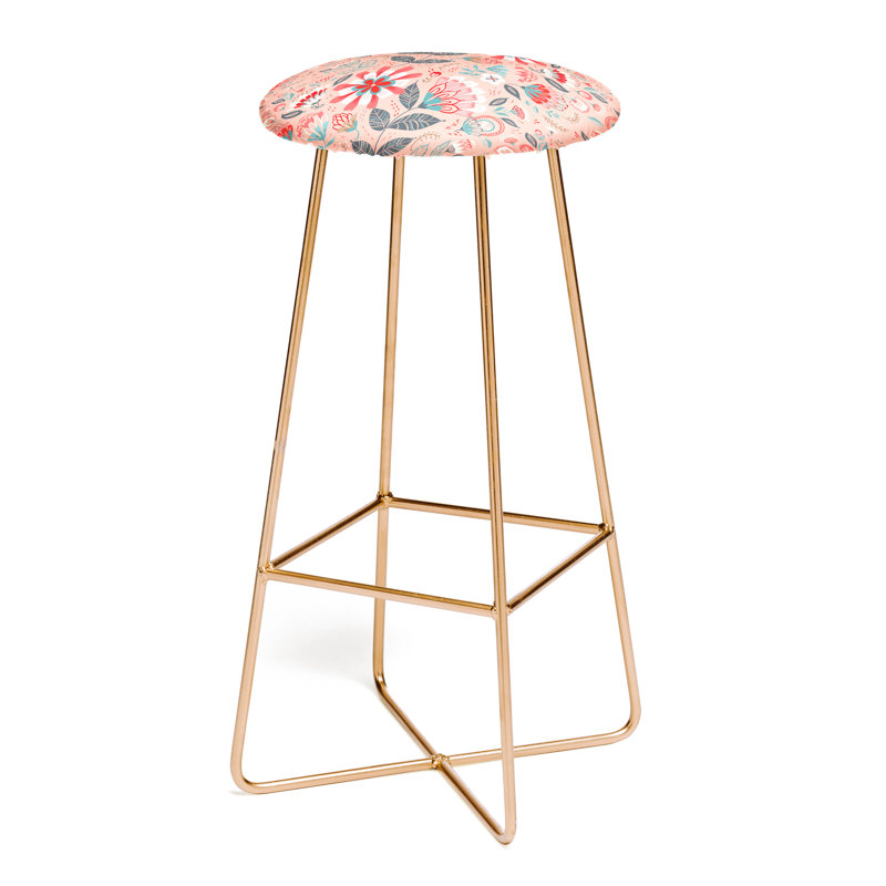 Upholstered Counter Stool with Metal Frame