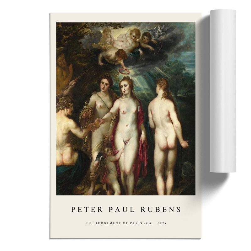 Judgement Of Paris by Peter Paul Rubens - No Frame Painting, 59cm H x 42cm W x 0.1cm D