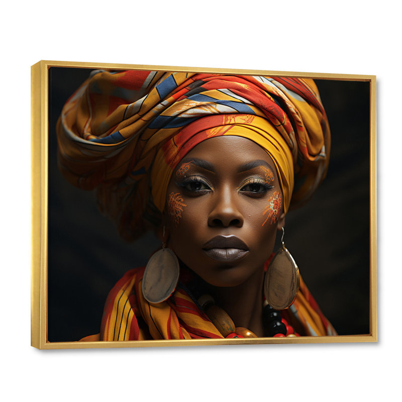 Voix sur toile, art africain-américain, Cadre flottant doré, H 34 po x l 44 po x P 1,5 po