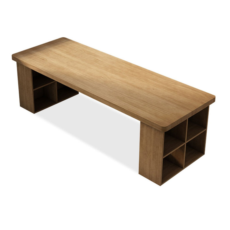 Burlywood Rectangular Solid Wood Executive Desk, 29.53" H x 86.61" W x 35.43" D