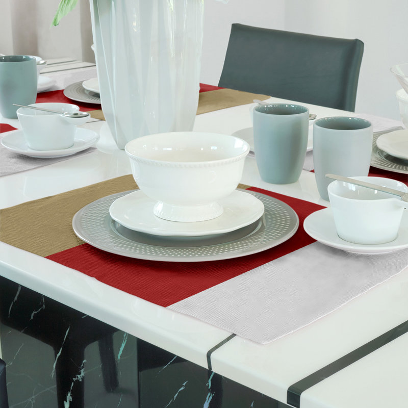 Polyester Striped Rectangle Placemat, Red 