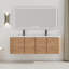 Meuble-lavabo mural 60 po avec lavabo en résine blanche et 4 portes à fermeture en douceur, chêne imitation, contreplaqué (emballage KD)-1758884455