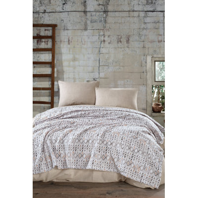 Ensemble de housse de couette 100% coton brun / noir / blanc Elaenor 4 pièces