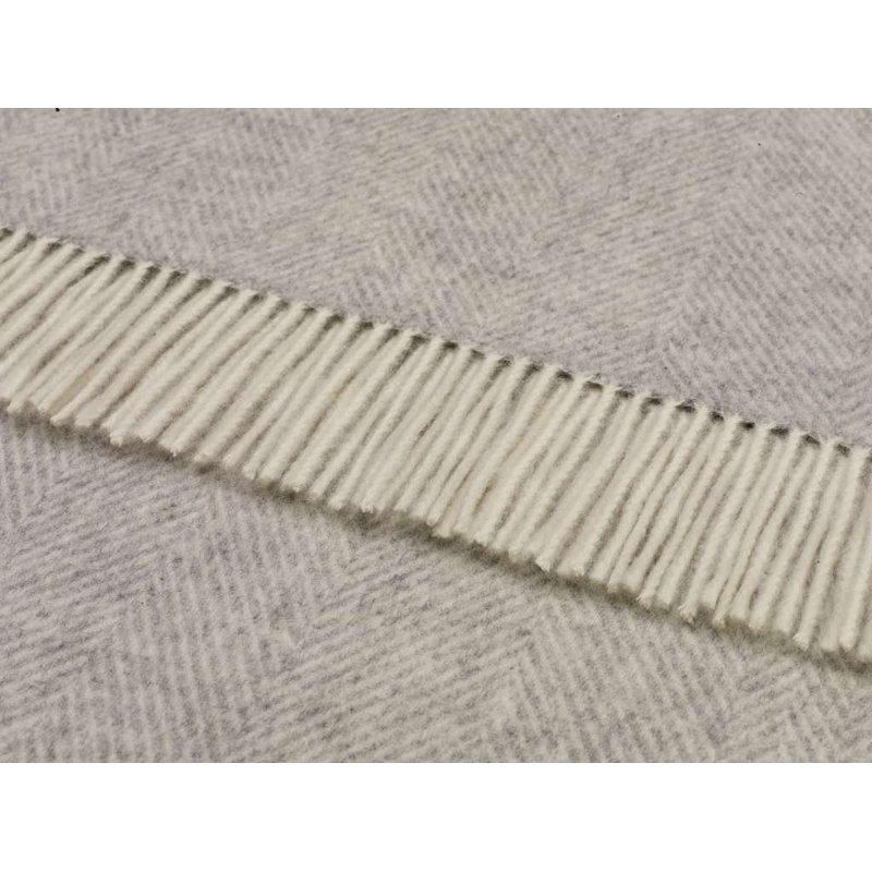 Jeté tissé en laine d'agneau Merino, Chevron gris