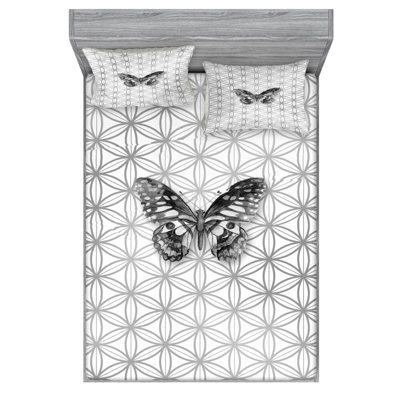 Microfiber Floral Sheet Set, Queen Sheet Set with Fitted Sheet