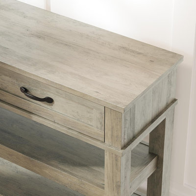 Console Farmhouse, table d'entrée rustique avec 2 tiroirs et 2 tablettes
