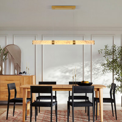 Luminaires suspendus 47,2 po à DEL avec lumière linéaire moderne et albâtre