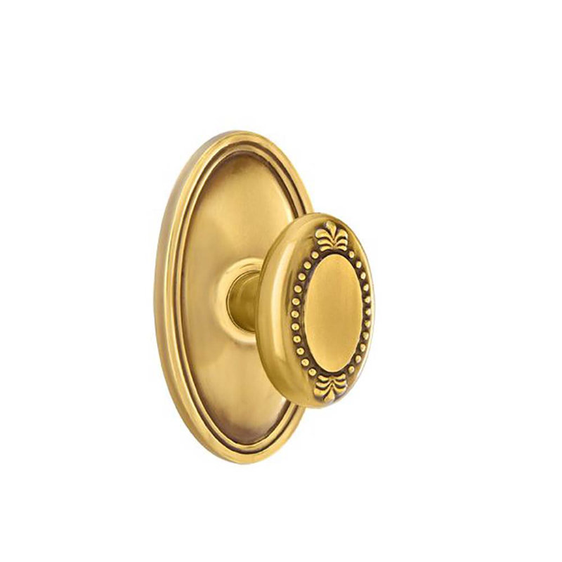 Double œuf perlé bouton avec rose ovale, Antique français