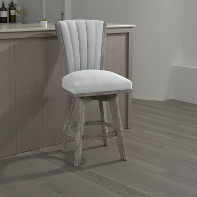 Ensemble de 2 fauteuils pivotants Core, bois gris, velours cannelé