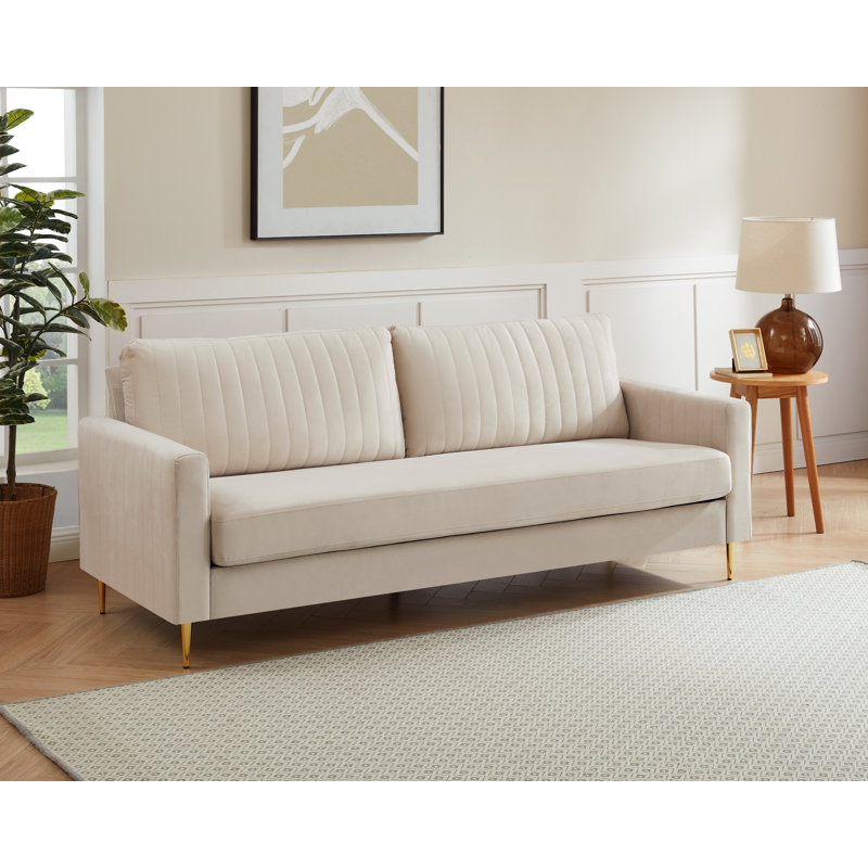 Malverne 3 Seater Velvet Sofa, Beige