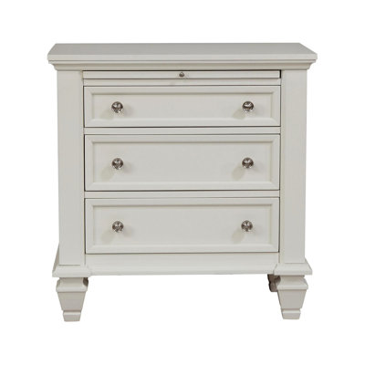 3 Nightstand In Cream White With Pull Out Tray - Beautify Bedroom Create A Stylish