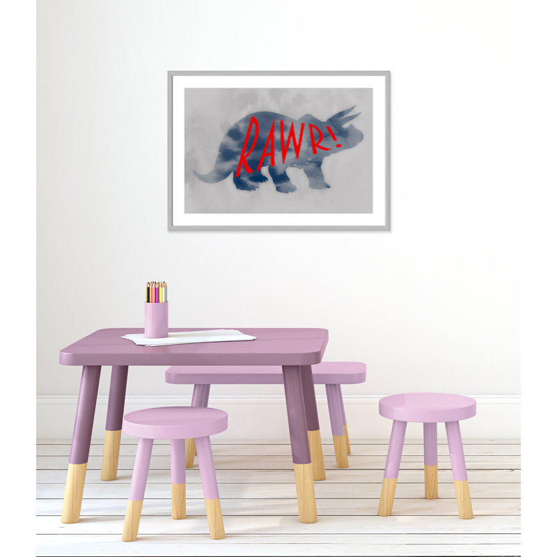 Dino Rawr Art, H 24,5 po x l 34,5 po x P 1,18 po, Encadré de boîte argent