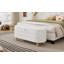 Repose-pieds élégant avec rangement en tissu Sherpa rembourré avec pieds en bois, banc de rangement pour chambre à coucher, salon, blanc-1129367642