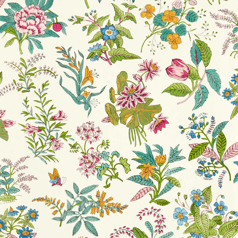 Woodland Floral Wallpaper, Peridot/Ruby/Pearl