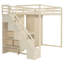 Lit mezzanine pleine grandeur peu encombrant, bois massif avec rangement et USB