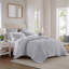 Ensemble de courtepointe 3 pièces en coton brodé double / grand, bleu-128367404-128367402