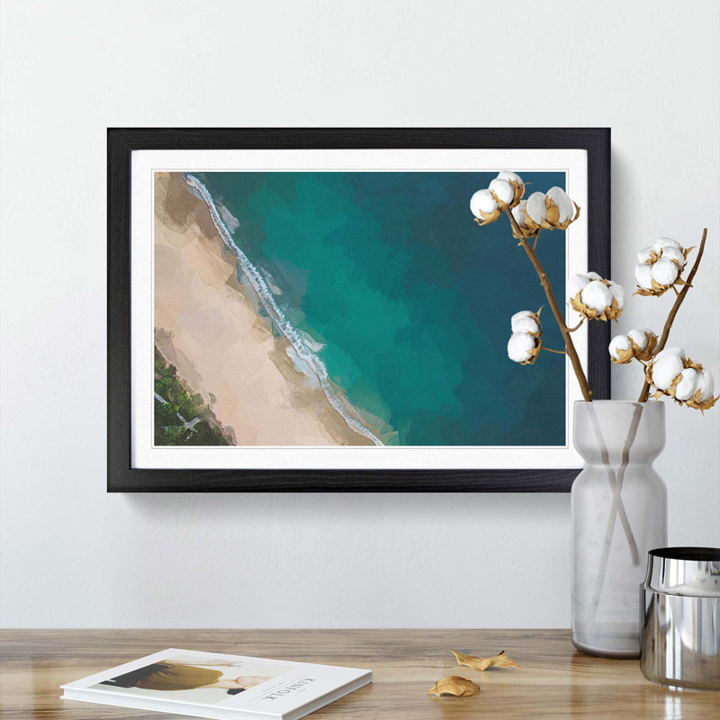 Beach in Toque Pequeno Brazil in Abstract - Picture Frame Photograph Print, 62cm H x 87cm W x 2cm D, Black Framed