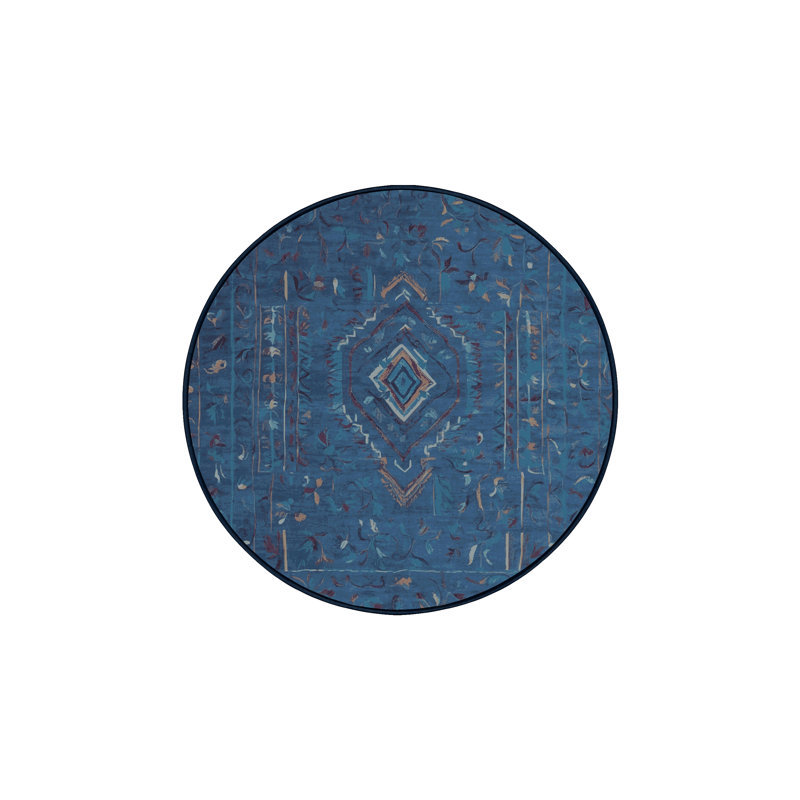 Machine Washable Gray Area Rug, Round 8'