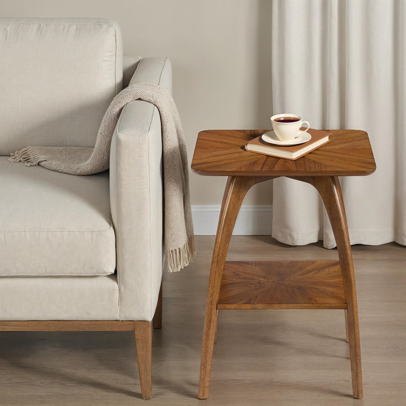 Table de bout carrée en bois avec rangement Atreu, Cannelle