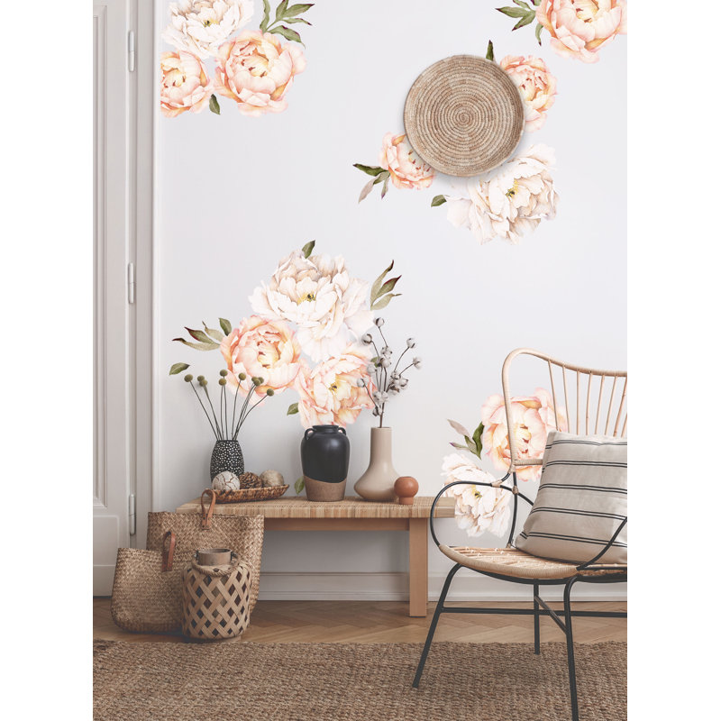 Adhésif décoratif pivoine Wanette, Pêche vintage