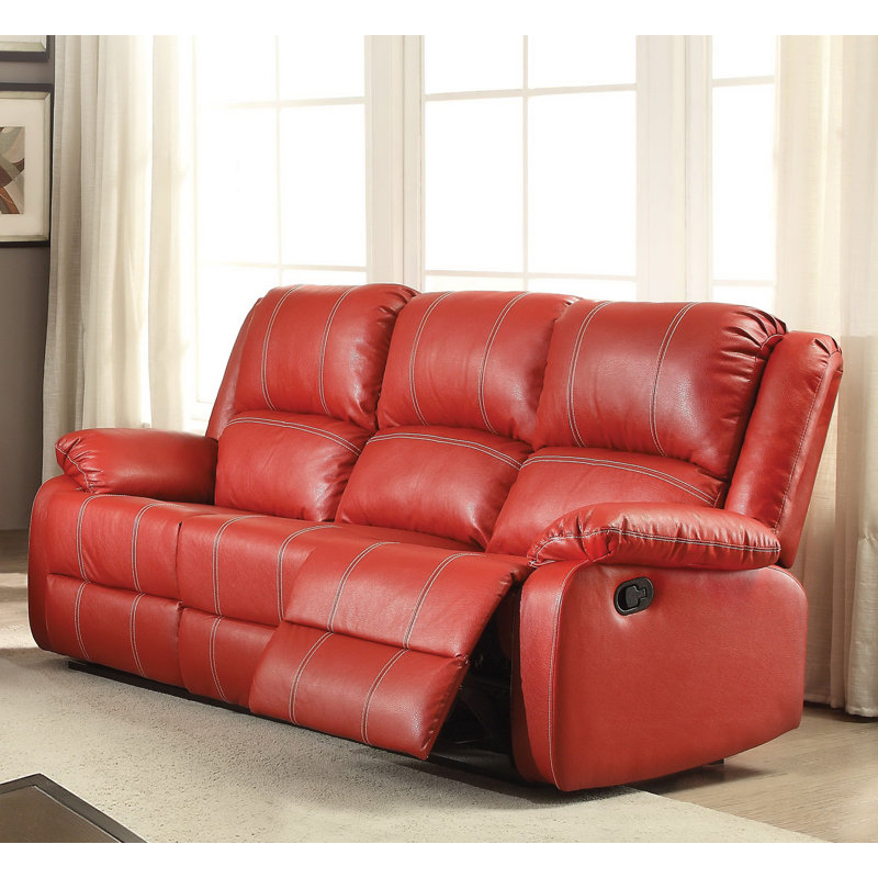 Canapé inclinable manuel 3 places Zuru Motion, Rouge vin, H 40 po x l 81 po x P 37 po