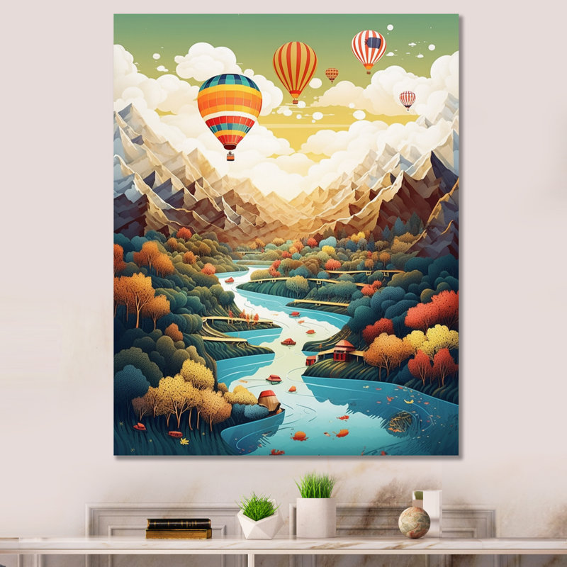 Montgolfière dans le ciel III - Imprimé, H 20 po x l 12 po x P 1 po, Toile tendue