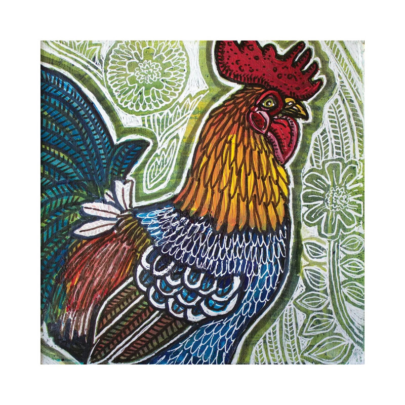 Garden Rooster by Lynnette Shelley - Wrapped Canvas Print, 30.48 cm H x 30.48 cm W