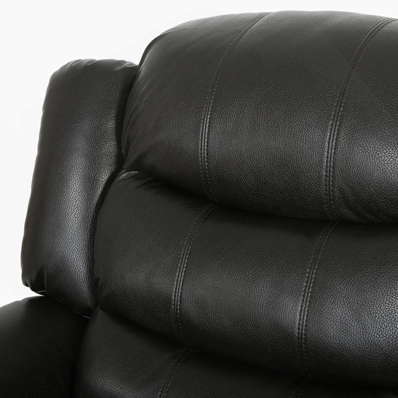 Texian 71" Wide Manual Glider Club Recliner, Black Faux leather