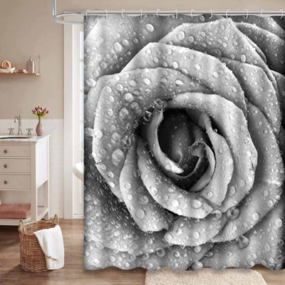 Fleurs abstraites, roses, fleurs, rétro, belle beauté, noir et blanc, avec 12 crochets