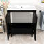 Meuble-lavabo simple autoportant minimaliste avec portes à fermeture en douceur, lavabo en résine et rangement-1749406912