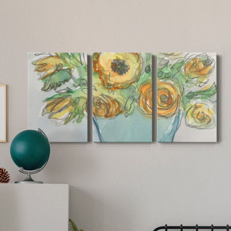 Décoration florale printanière II - Toile tendue avec châssis de qualité supérieure - Prêt à être accroché