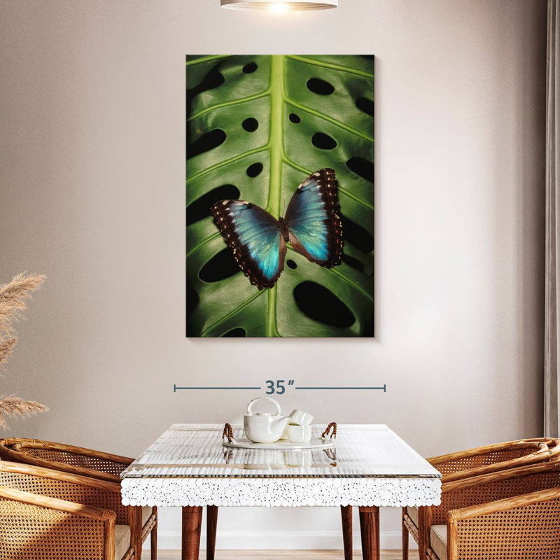 Brampt Butterfly On Monstera, 48" H x 32" W