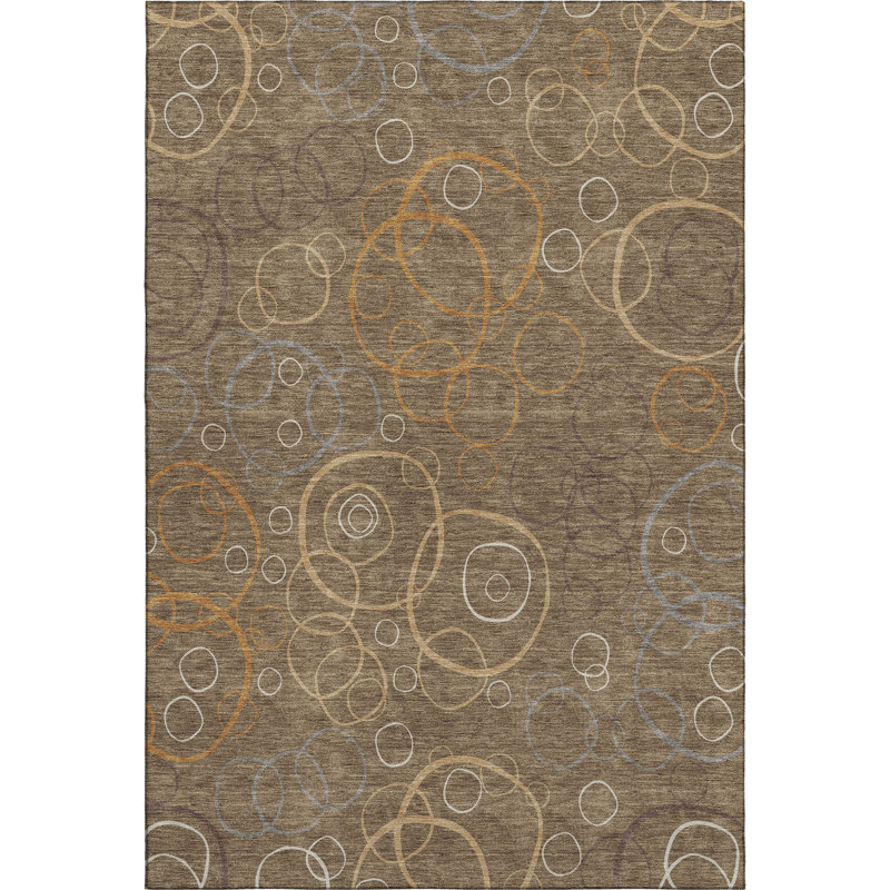 Premium Machine Washable Mayfield AMF2408 Bubbles Rug, 5' x 7'6", Brown
