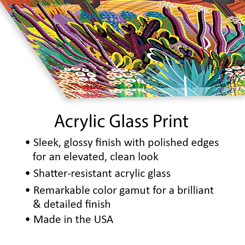 Imprimé paradisiaque sur verre acrylique, H 24 po x l 24 po x P 0,25 po