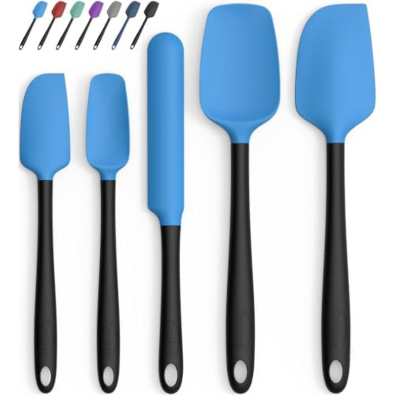 Silicone Spatula Set of 5,High Temperature Resistant, Food Grade Silicone, Dishwasher Safe, for Baking, Cooking (Beige Black)