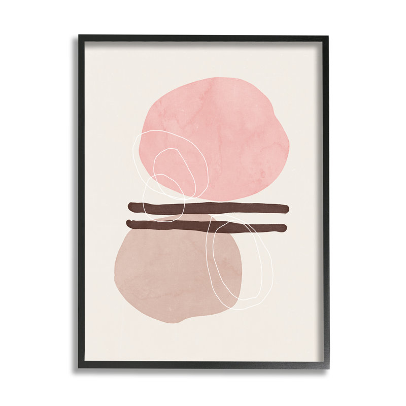 «Pastel Pink Geometric Shapes», art de la giclée encadrée par Nina Blue, Giclée encadrée noir minuit