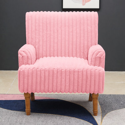 Chaise d'appoint moderne avec velours côtelé large de 2 po et pieds en bois massif de 9 po, fauteuil rembourré confortable pour le salon