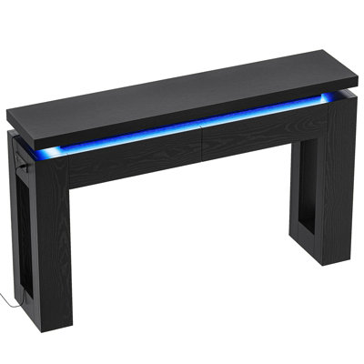 Modern Console Table With LED Lights & Charging Station, Sofa Table With 2 Drawers For Entryway, Hallway Or Living Room by Wrought Studio