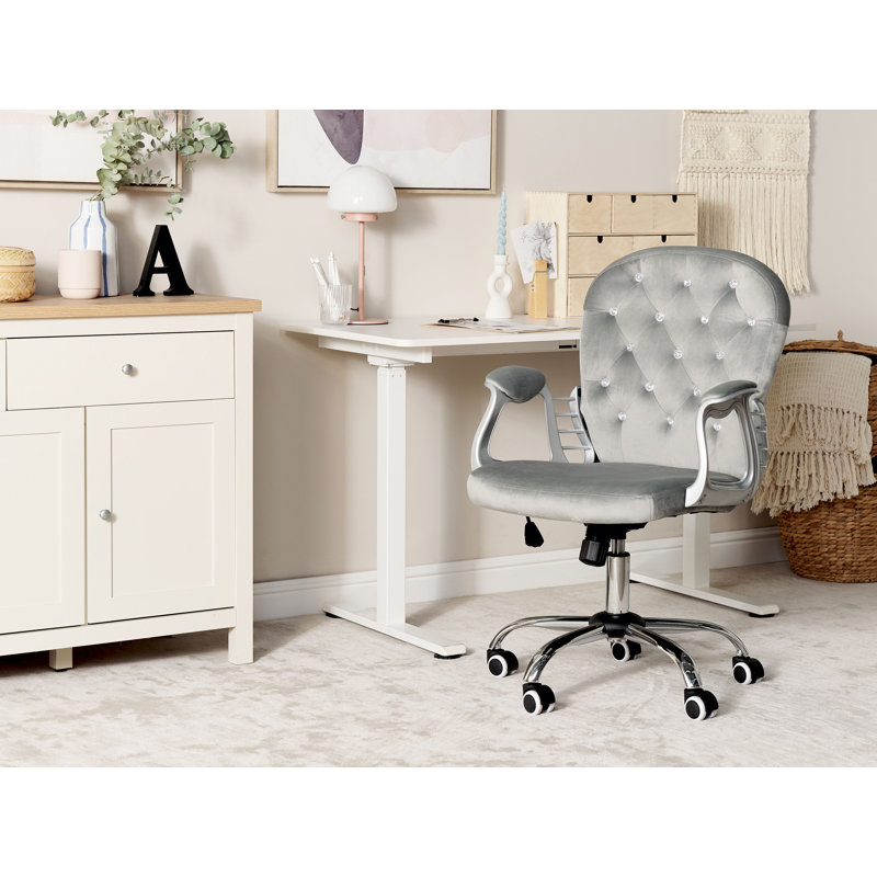 Leitersburg Velvet Office Chair, Grey