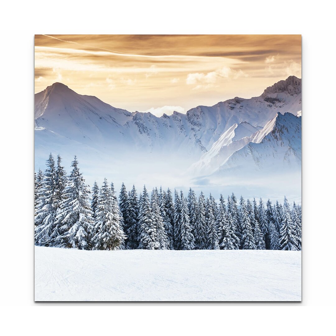 Leinwandbild Bergige Winterlandschaft