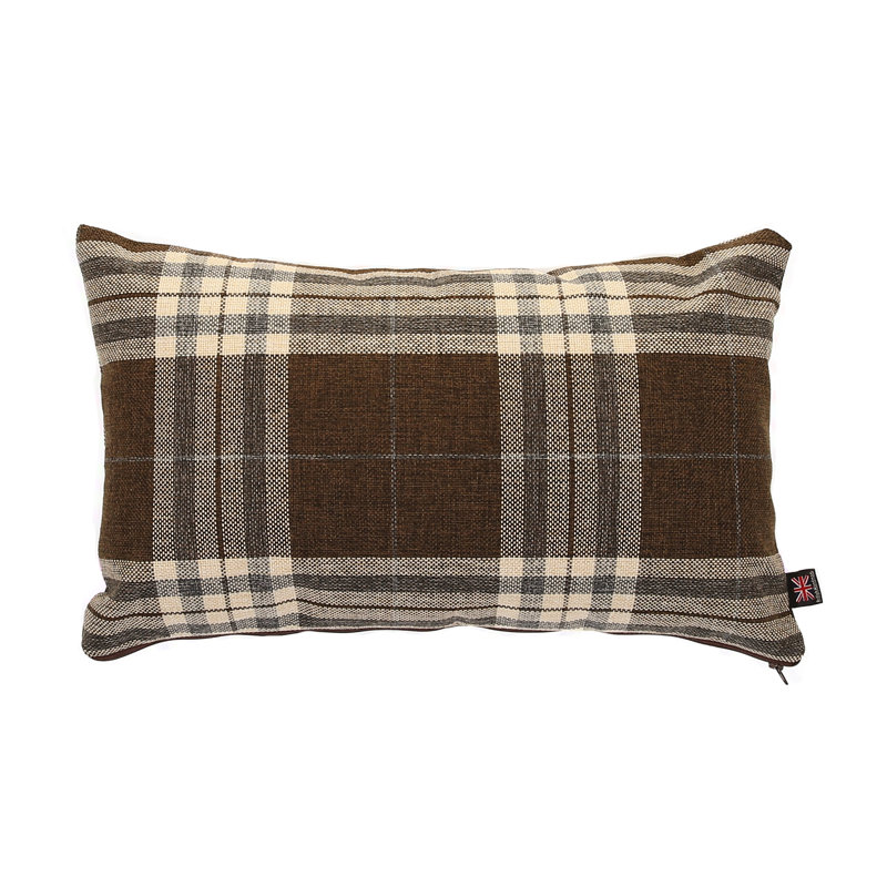 Chagnon Plaid Square Cushion, Brown, 30cm x 50cm