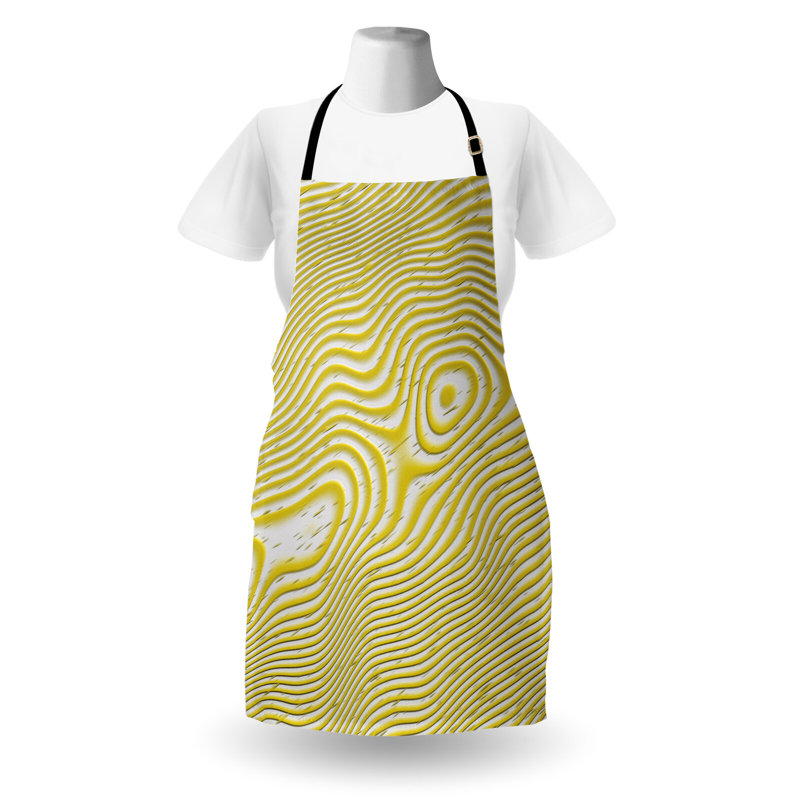 Tablier East Urban Home Trippy unisexe, rayures rondes intérieures, taille adulte, jaune blanc