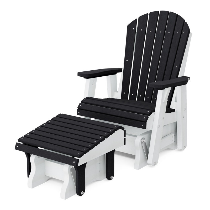 Fauteuil oscillant simple avec repose-pieds Delja, Noir / blanc